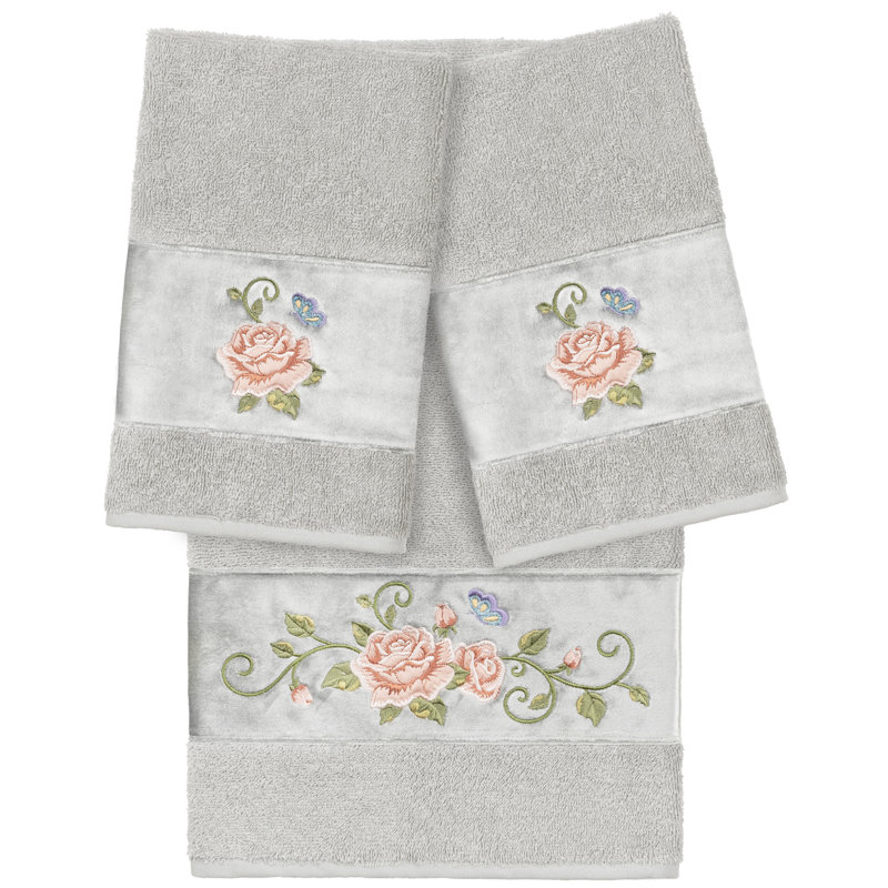 Rebecca 3 Piece Turkish Cotton Towel Set, Light Gray