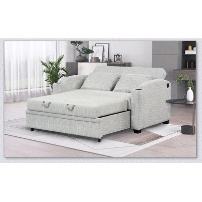 Adjustable Convertible Sofa Bed with USB Ports and Cup Holders, Perfect for Modern Living and Ultimate Comfort