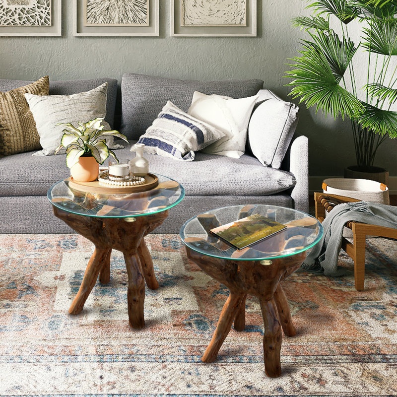 Vinit Glass Top End Table