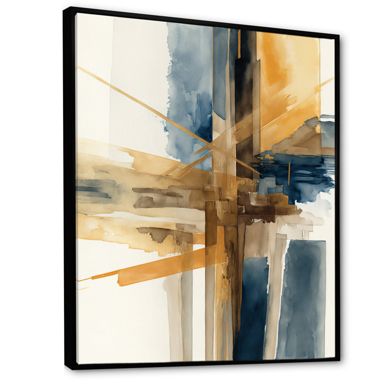 «Modern Watercolor Abstract I», peinture sur toile, H 32 po x l 16 po x P 1 po, Cadre flottant noir