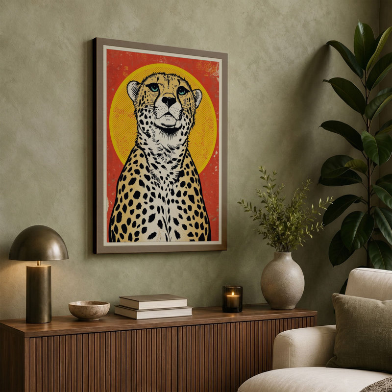 Cheetah Portrait Graphic Art - Wrapped Canvas, 18x12 - 45.7 x 30.5 cm, White Border