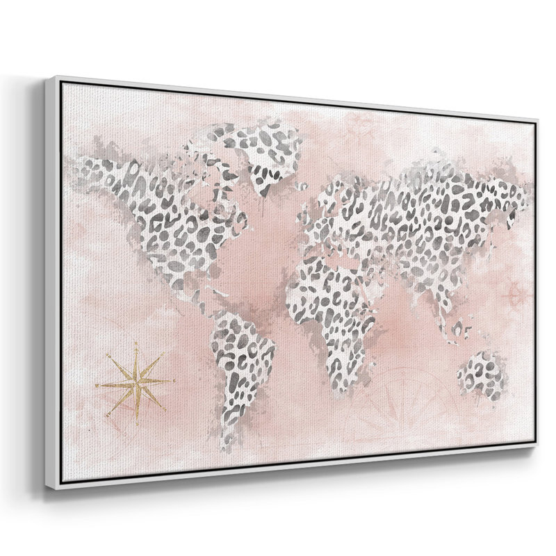 Carte de guépard rose sur toile, Blanc, H 27 po x l 41 po x P 2 po