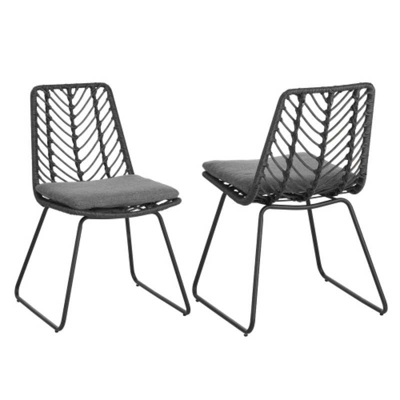 2 Piece Tavon Chairs With Cushions For Garden Leisure & Patio Daily Use