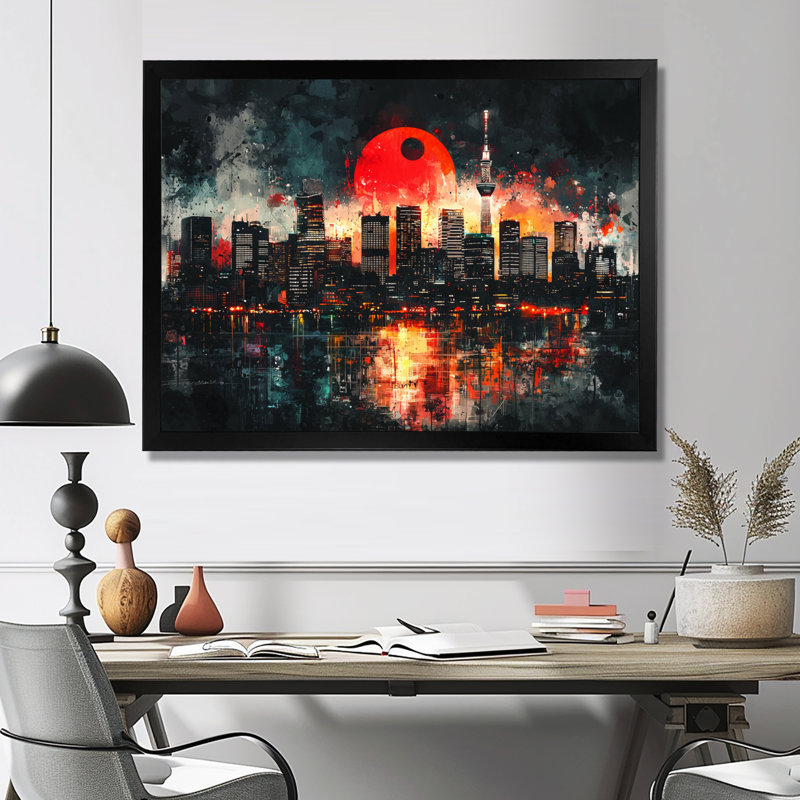 Jabrill - Landscapes Large Wall Art, 30" H x 40" W, Avec cadre, Black