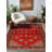 Mottos Red Oriental Machine Printed Cotton Polyester Area Rug-630688367