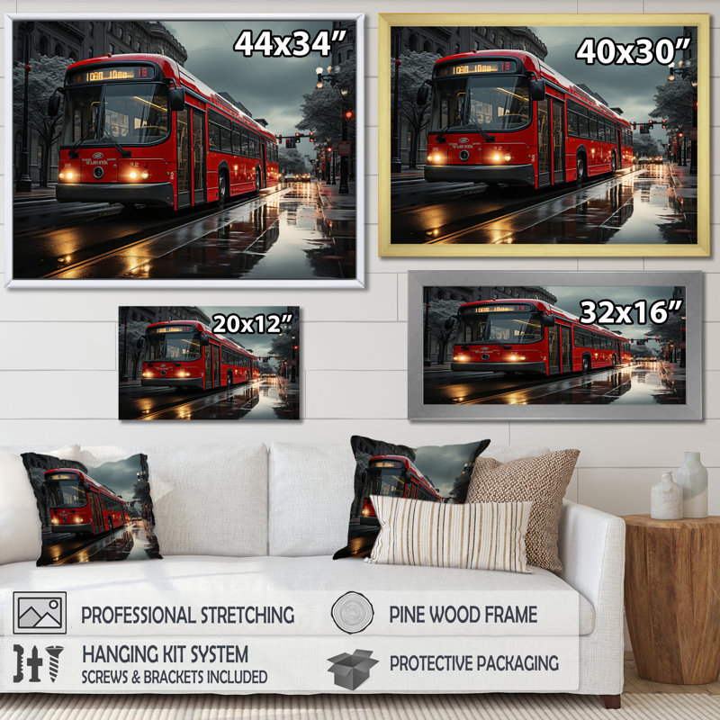 Red City Bus Rhyth II - impression, Cadre flottant blanc, H 30 po x l 40 po x P 1,5 po
