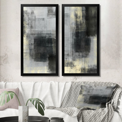" Gray And Beige Modern Art " 2 - Pieces
