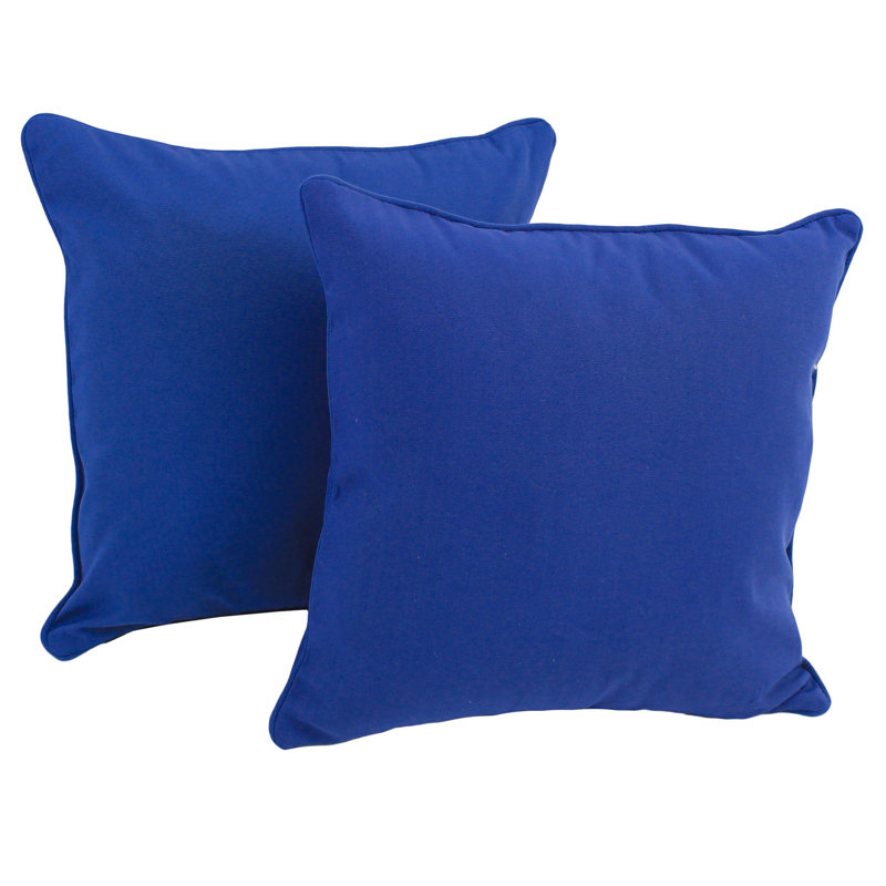 Cotton Blend Reversible Throw Pillow, Royal Blue