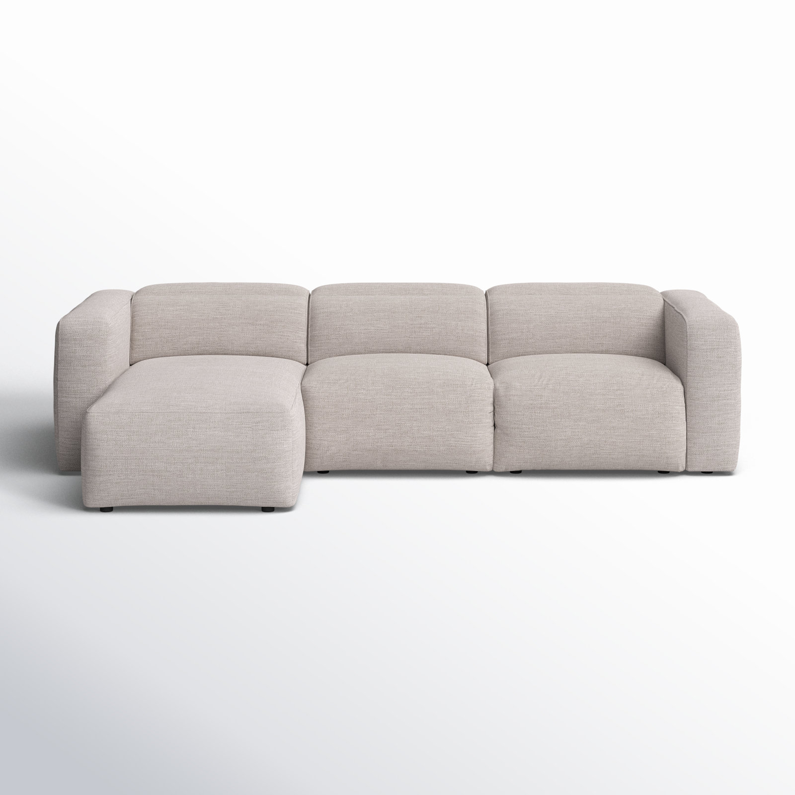 Amed Modular Sofa and Chaise, Left Hand Facing, Gray Polyester Blend