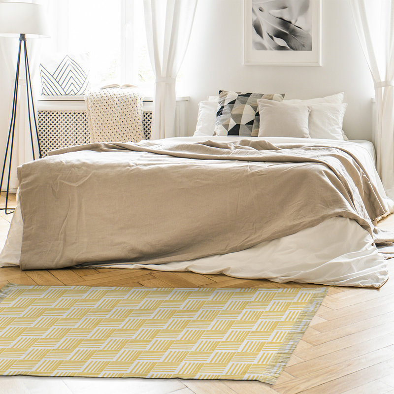 Tapis jaune basketweave rayures classic area, Non