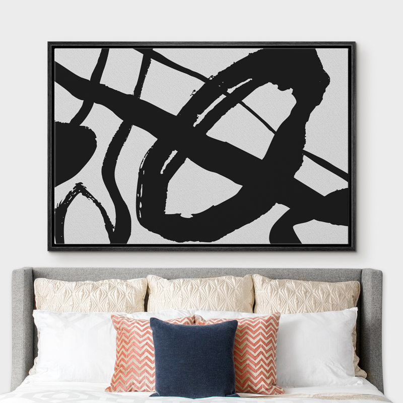 «Swirling Circular Lines - Floater Frame», impression sur toile, Cadre noir, H 24 po x l 36 po x P 1,5 po