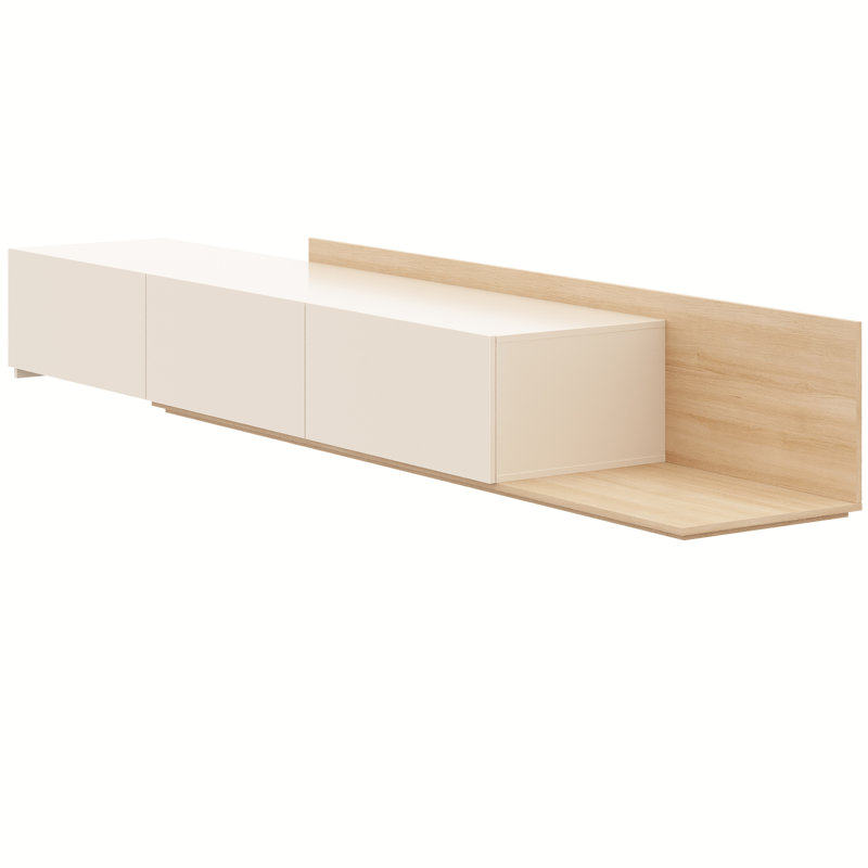 Noa Extendable Tv Console with Storage Cabinet, Beige/Ivory