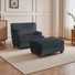 Ermia Modern Faux Fur Chaise Lounge Chair with Movable Ottoman and Pillow