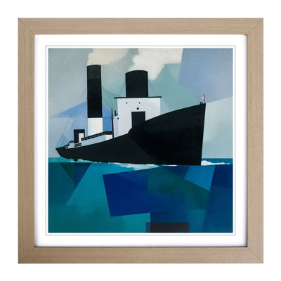 Ship On The Ocean Suprematism No.2 - Single Picture Frame Print on Wood
