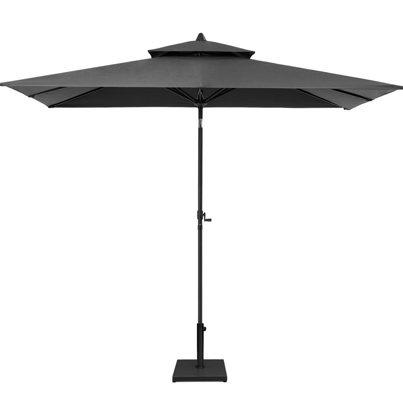 Parasol de marché rectangulaire inclinable 106 po x 59 po avec base lestée, Noir
