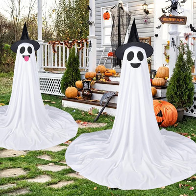 Halloween Decorations Outdoor,2 Packs Light Up Ghost Outdoor Decorations Indoor With Remote Control LED String Lights,Halloween Decorations Ghost Outs