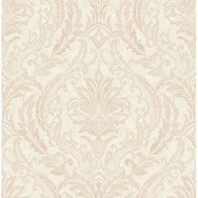  Designs Metallic Parchment & Blush Canary Paisley Damask Unpasted Wallpaper