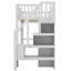 Lit mezzanine avec escalier de rangement, bureau intégré, étagères ouvertes, panneau de fenêtre décoratif, bande lumineuse DEL et port de chargement USB-662385431-662385433