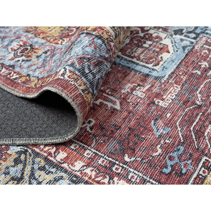 Lancaster Washable Red Area Rug, Rectangle 2'7" x 7'3"