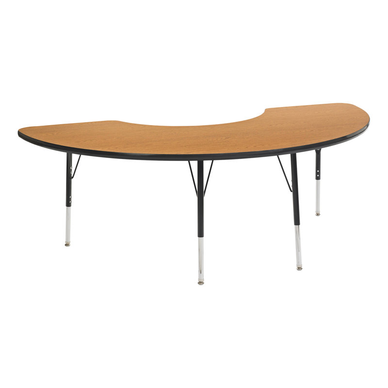 Adjustable Height Half Moon Activity Table, Maple, Black