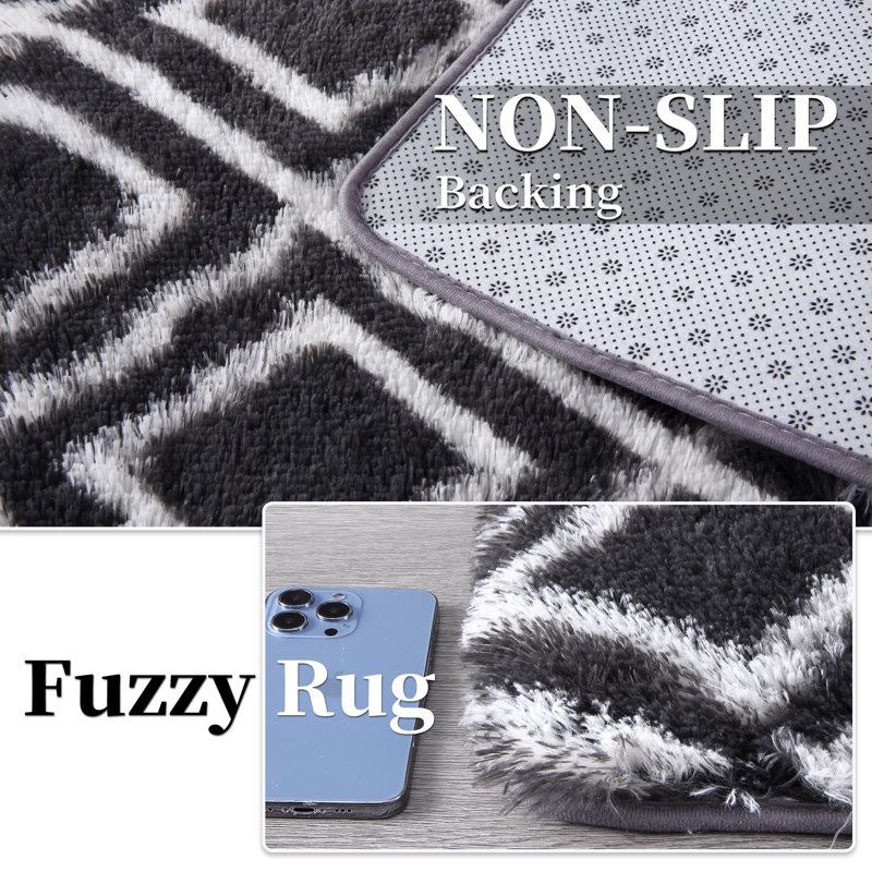 Shag Rugs for Living Room Geometric Area Rugs for Bedroom Fluffy Fuzzy Shag Shaggy Carpet Modern Soft Plush Fur Rug for Kids Room Bedroom Dorm Decor Playroom