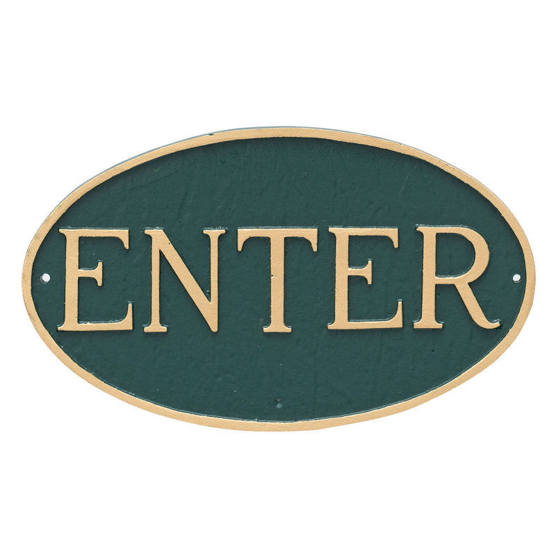 Plaque de jardin «Entrée», Vert forêt / doré, H 10 po x l 18 po x P 0,25 po