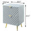 Table de chevet 2 tiroirs grise ultrabrillante