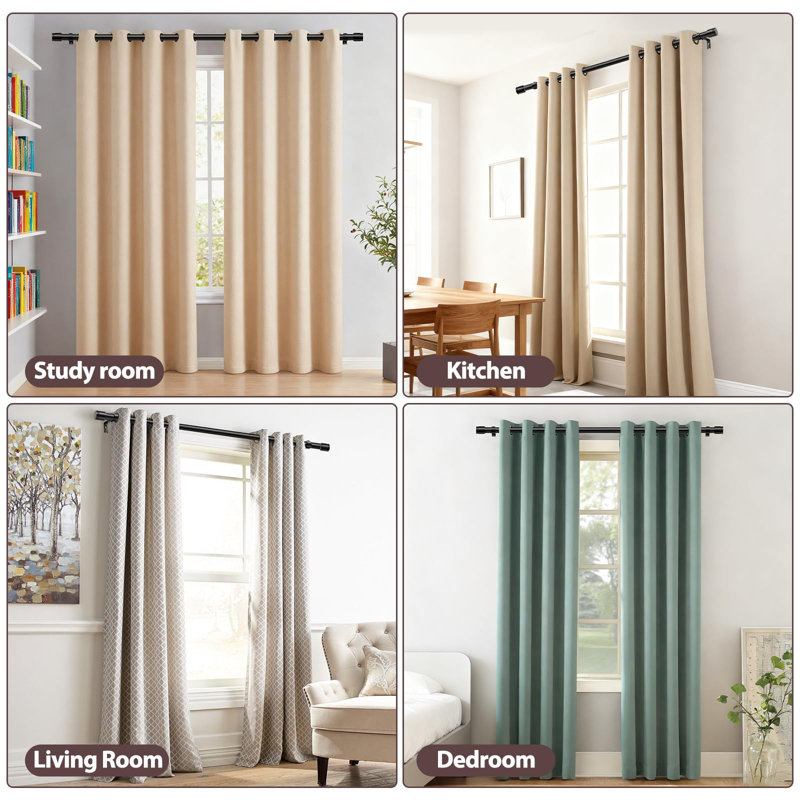 218cm Straight Wall Shower Curtain Pole, Black