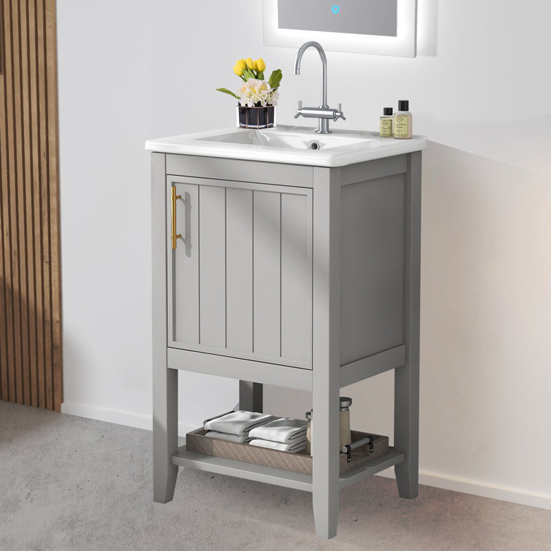 Meuble-lavabo de salle de bain 20 "avec lavabo, Gris