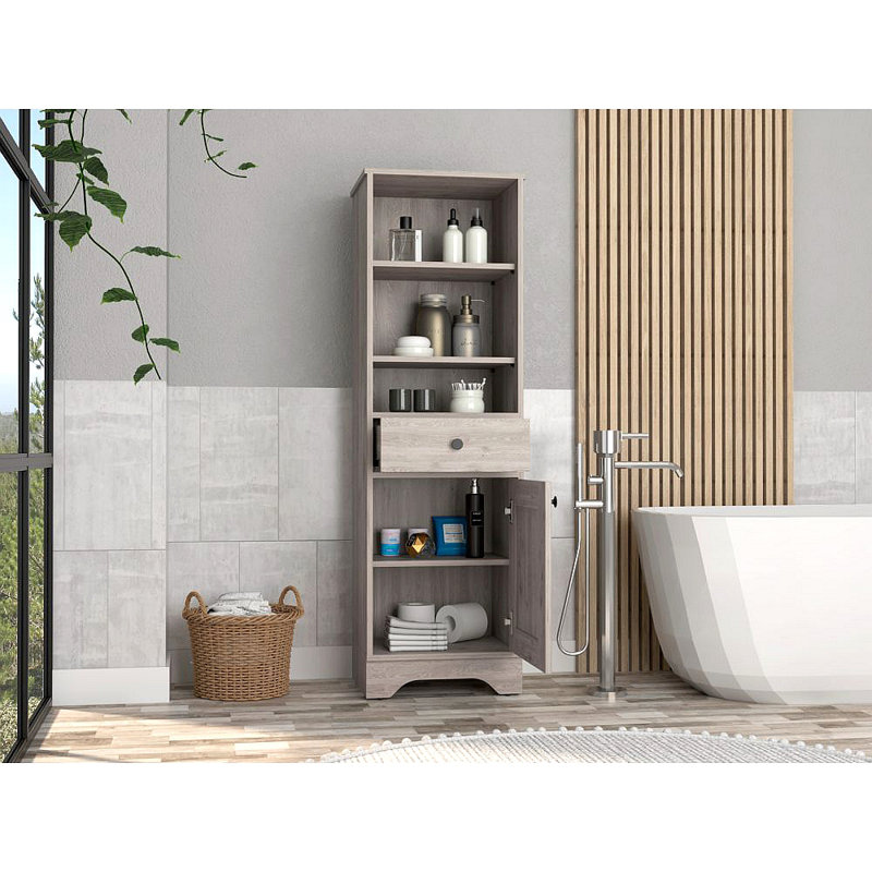 1-Drawer 3-Shelf Linen Cabinet, Grey