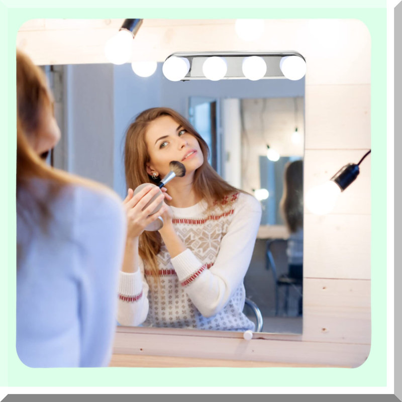 GlowGlam Portable LED Vanity Mirror with Light Strip & Suction Cup