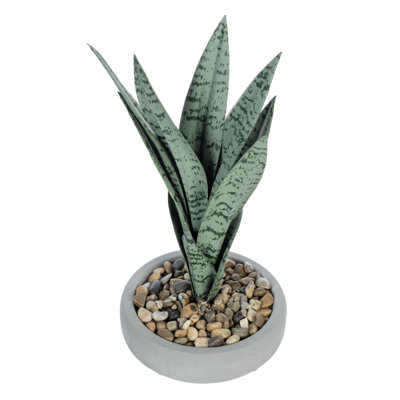 30cm Faux Snake Plant (Sansevieria) Plant in Concrete Planter