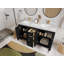 Meuble-lavabo double 60 po avec plateau en quartz Bronya