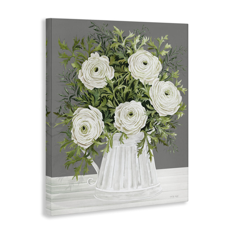 «Pe pivoines in Country Vase», art mural sur toile par Cindy Jacobs, H 48 po x l 36 po