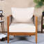 Chaises d'appoint ergonomiques en bois, conception de baignoire moderne avec coussins beiges pour patio