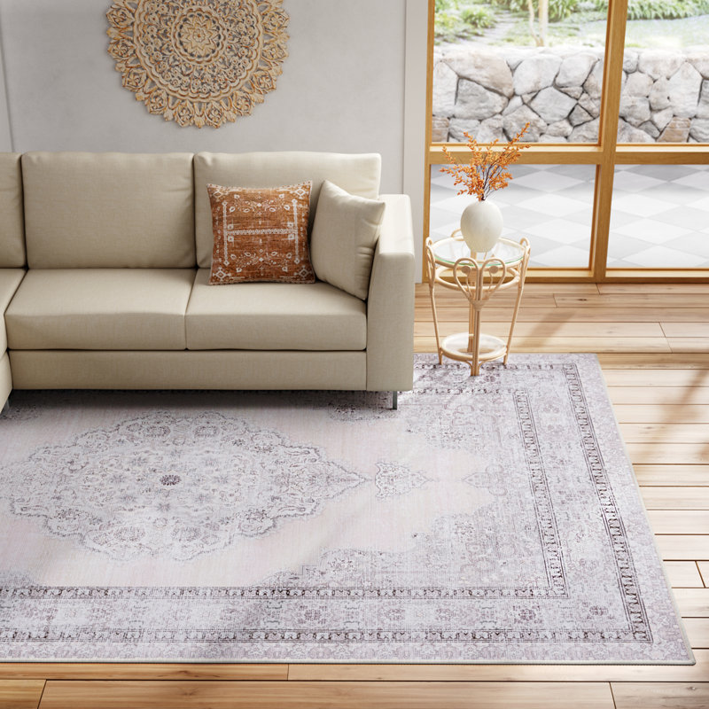 Alma Oriental Beige/Light Green Area Rug, Rectangle 9' x 12'