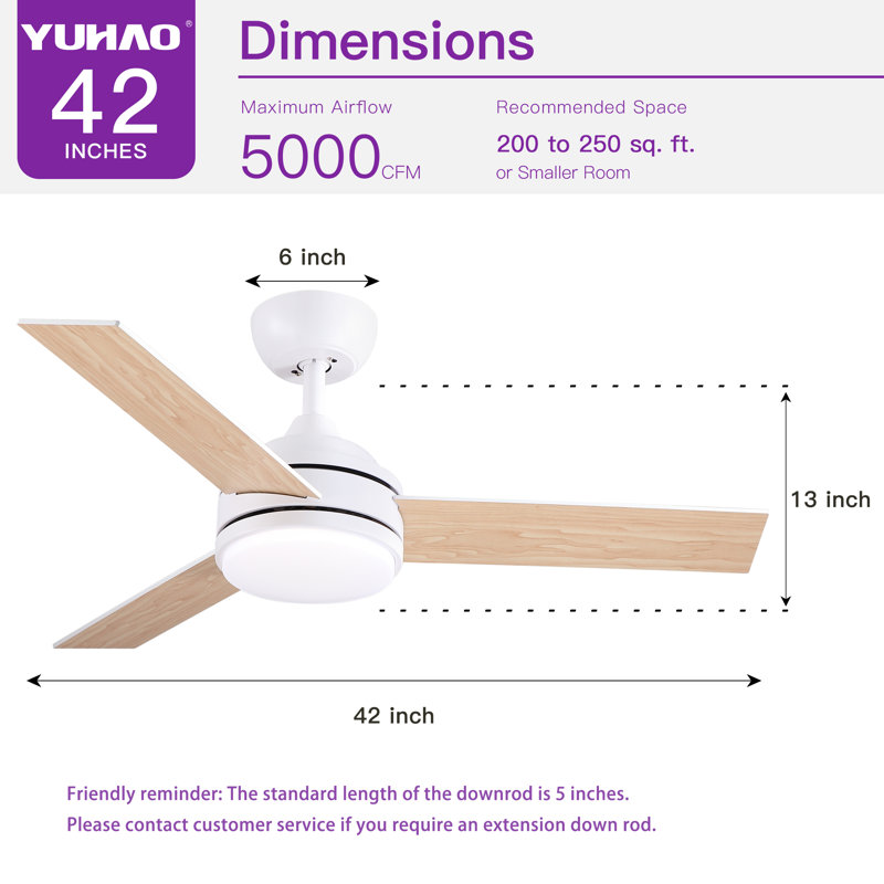 42 in.  Indoor White Smart Ceiling Fan With Bright White Integrated LED, Work With Tuya APP and Voice Assistant, White