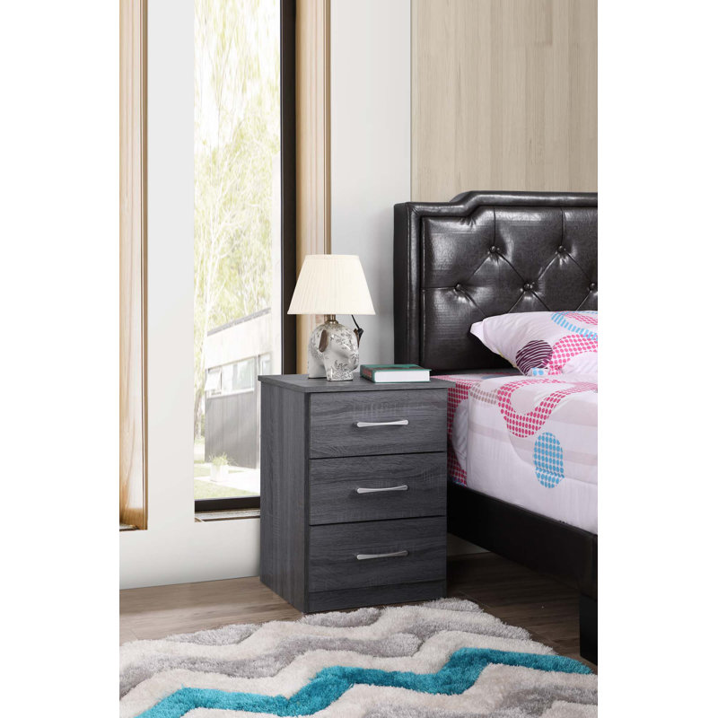 Contemporary Nightstand With Drawer, Gray