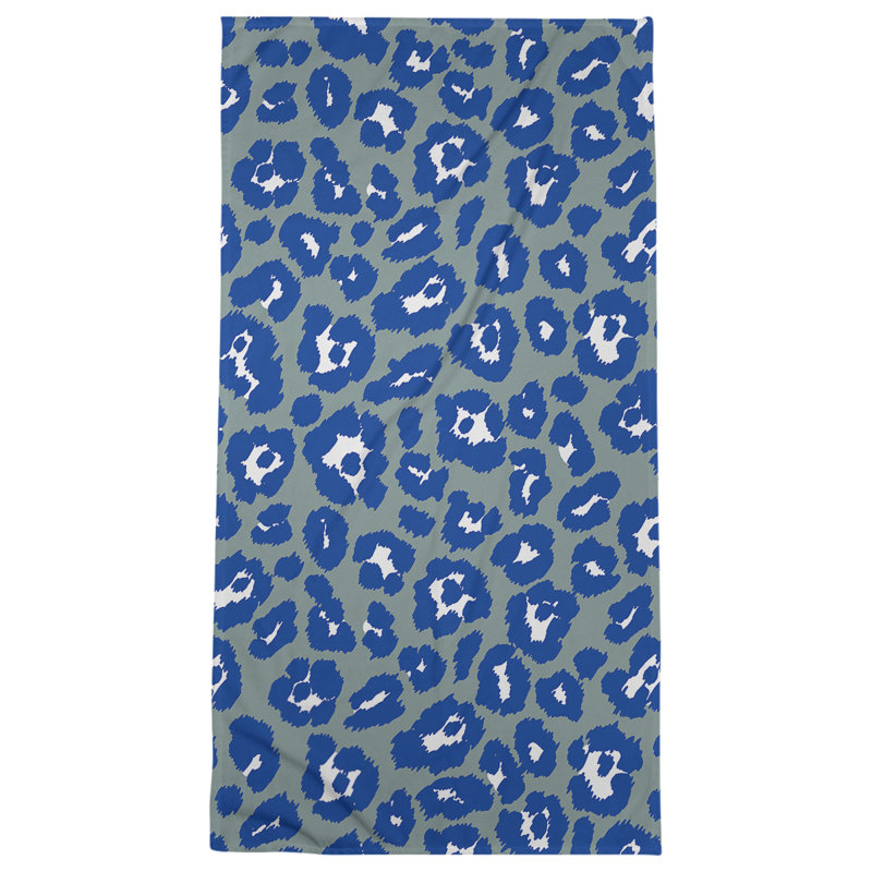 Everdene Bath Towel, Microfiber, Silver Green/White/Royal Blue