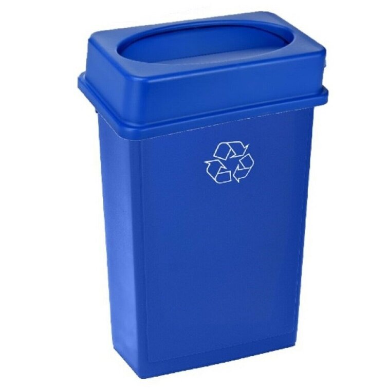 Rubbermaid Commercial Products 24-Gallons Blue Plastic Touchless Kitchen  Trash Can with Lid Indoor in the Trash Cans department at