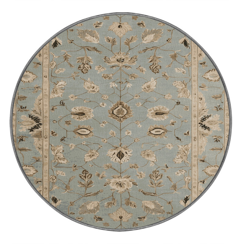 Tapis turc gris lavable à la machine, Rond 5 pi