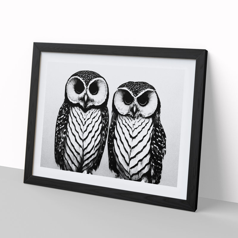 Monochrome Owls Vol.3 - Framed Print, Black Framed, 46cm H x 64cm W x 2cm D