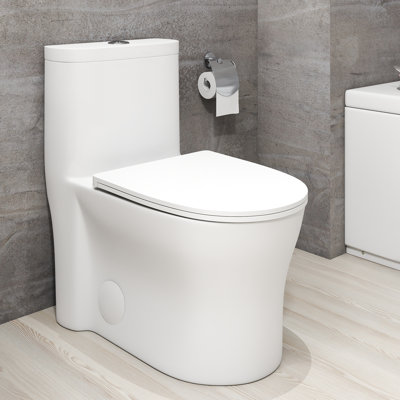 1.22/1.6 GPF Dual-Flush Elongated One-Piece Toilet, Comfort Seat Height, Ceramic Glazed Surface, Soft Close Seat Included