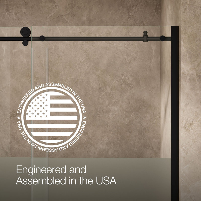 Composed 78 In. Sliding Shower Door With 3/8 In.-Thick Glass, Black