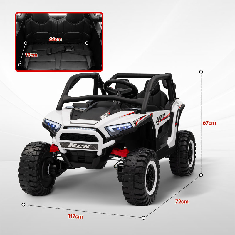AIYAPLAY Kids Electric Ride on Car 2-Seater 24V Truck UTV LED Lights, White