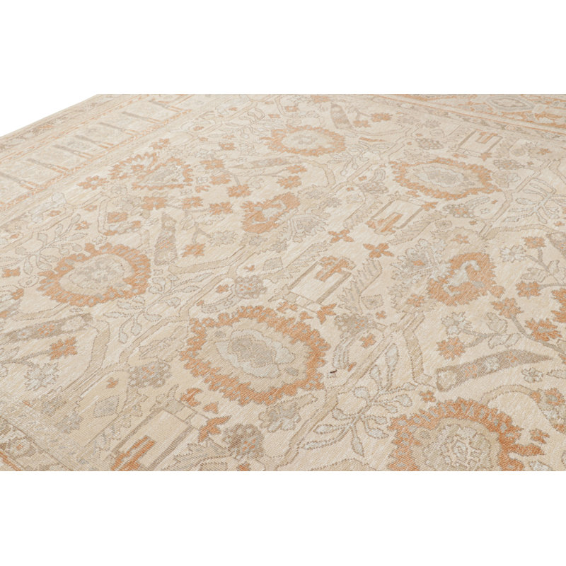 Rug & Kilim’S Oversized Oushak Style Rug In Beige, Rust, And Cream Floral Patterns