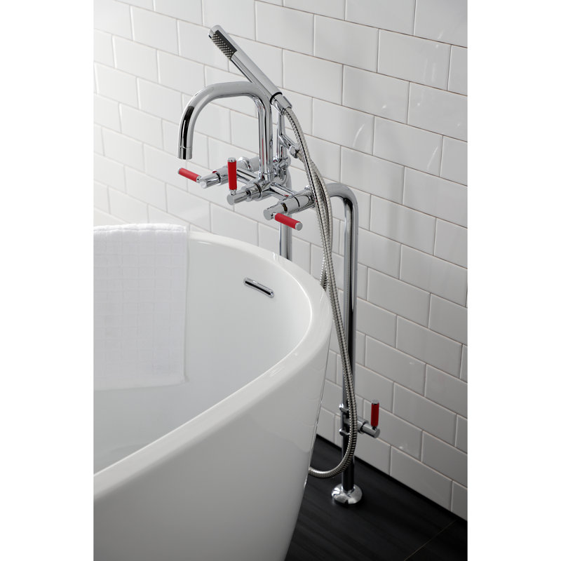 Kingston Brass Concord Freestanding Tub Faucet with Supply Line and Stop Valve, Polished Chrome