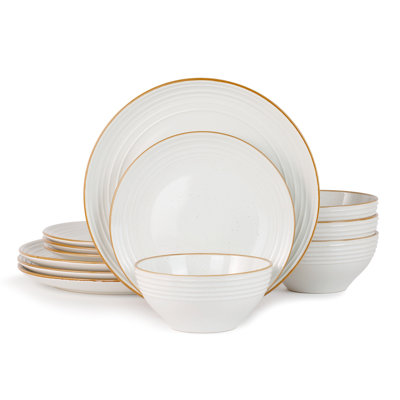  18 Piece Stoneware Dinnerware Set, Dish Set for 6