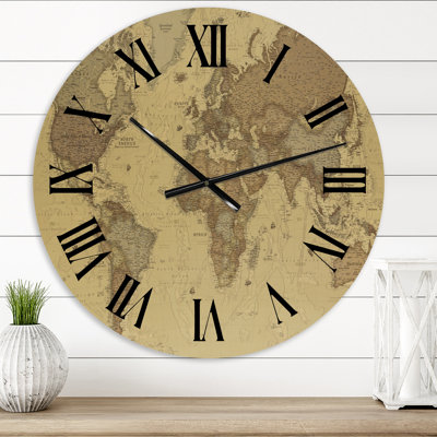 Ancienne carte du monde III - horloge murale rétro
