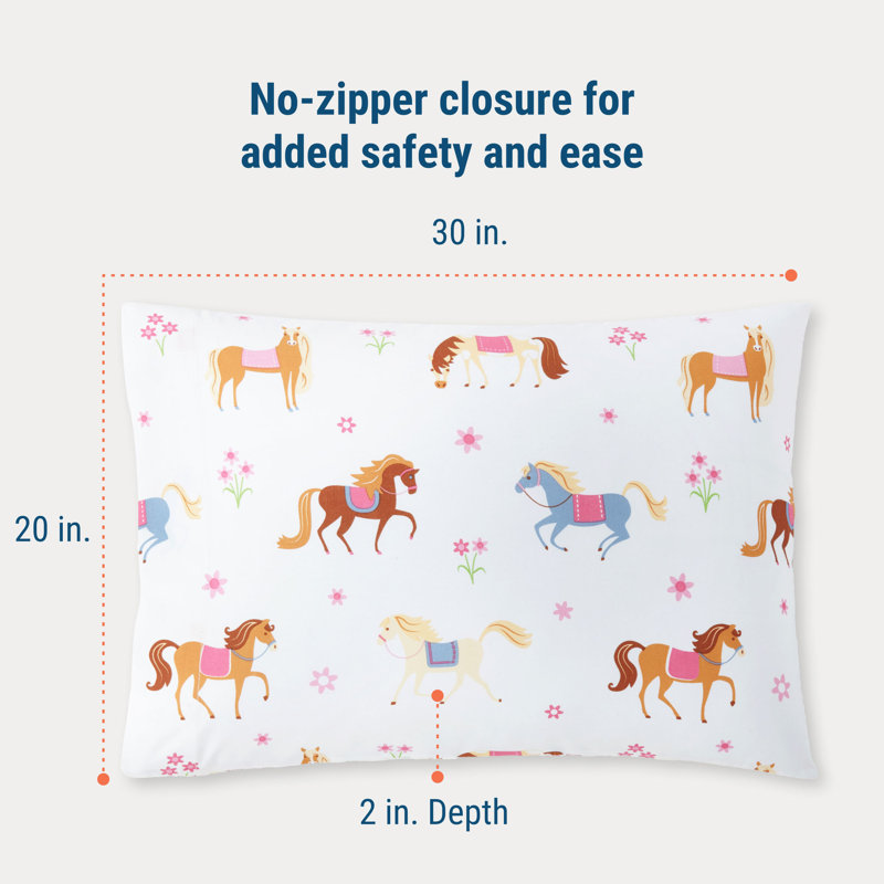 Wildkin 100% Cotton Kids Pillowcase – Soft, Breathable & Standard Size - Horses